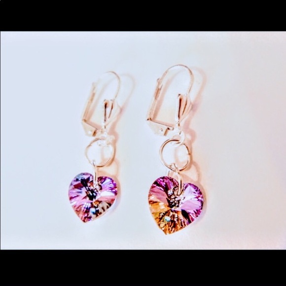 Swarovski Crystal Vitrail Heart Earrings New - Picture 1 of 1